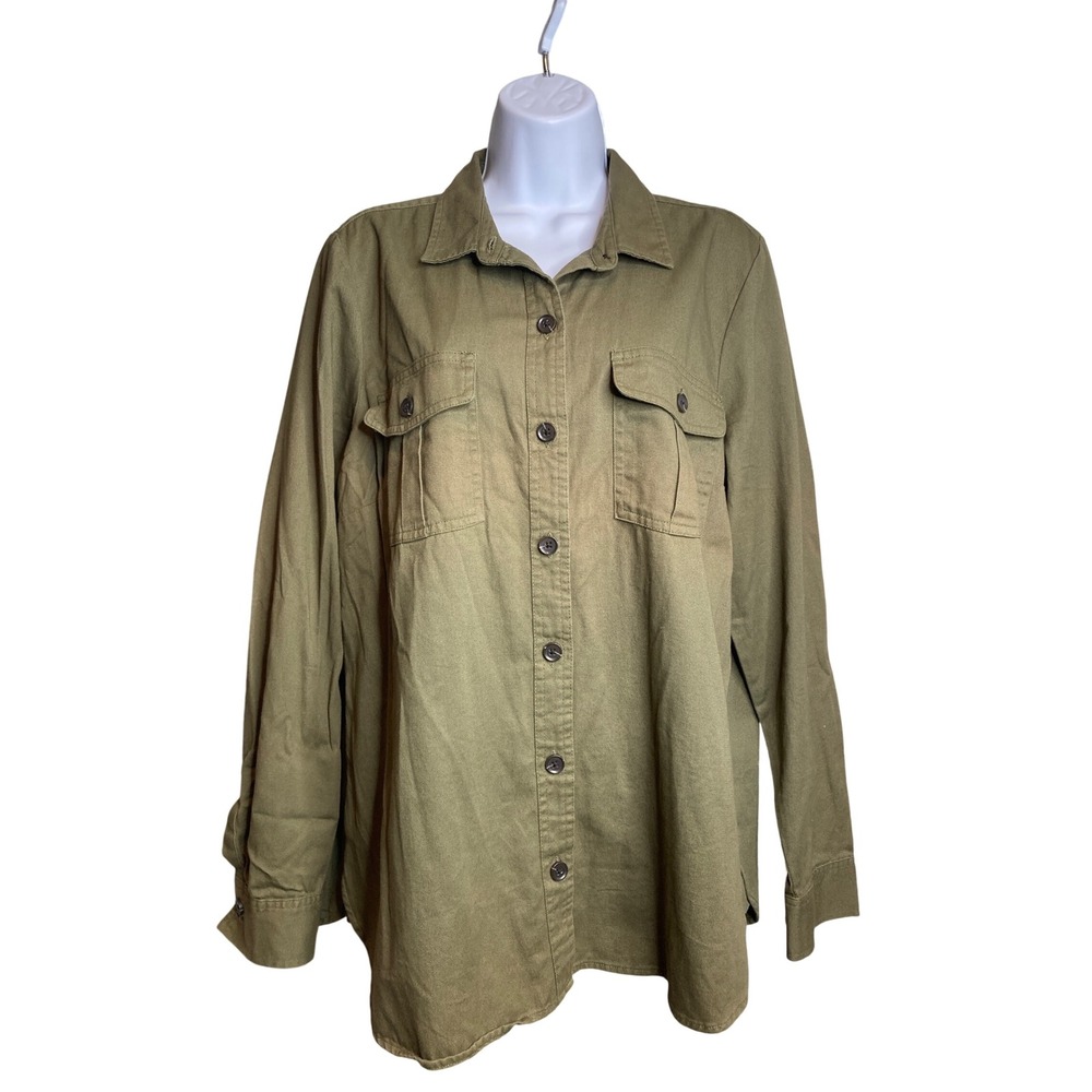 Old Navy Olive Green Button-Down Shirt Jacket